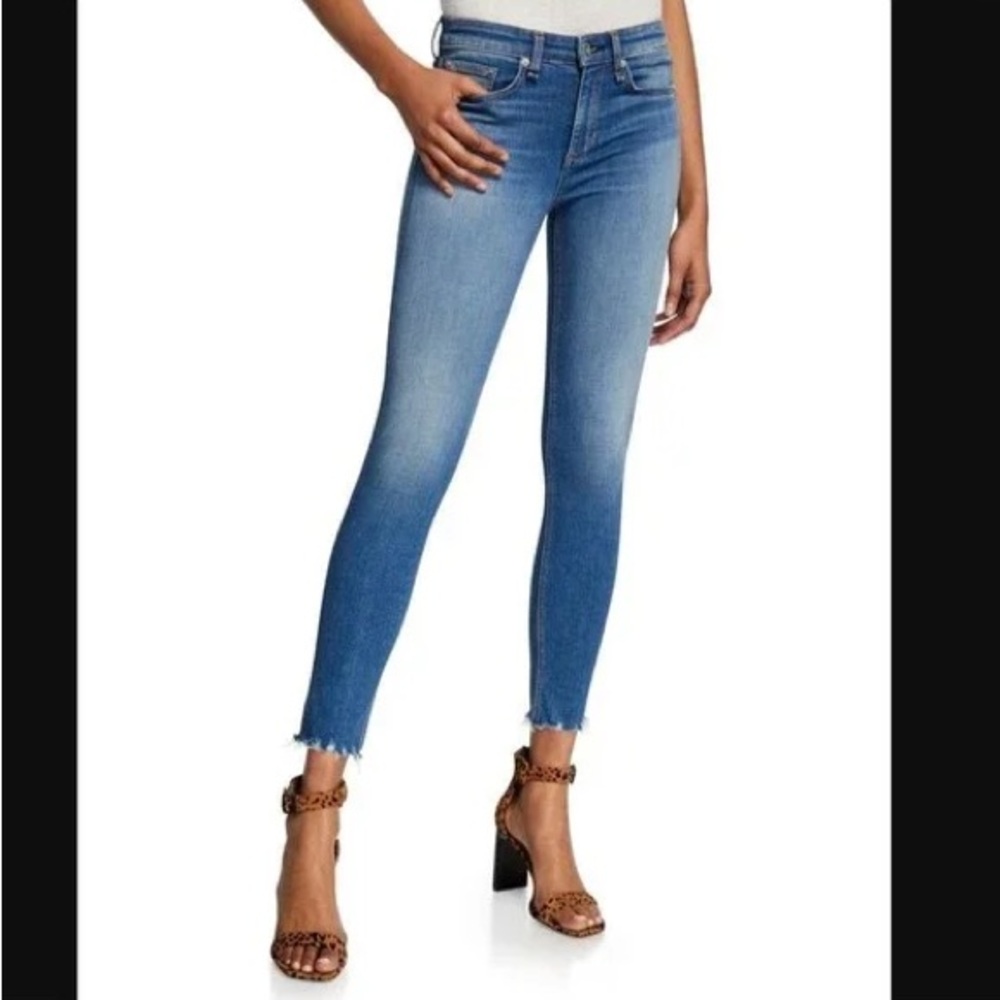 Rag & Bone Cate Raw Hem Skinny Jeans Mid Rise Designer Denim Everyday Casual